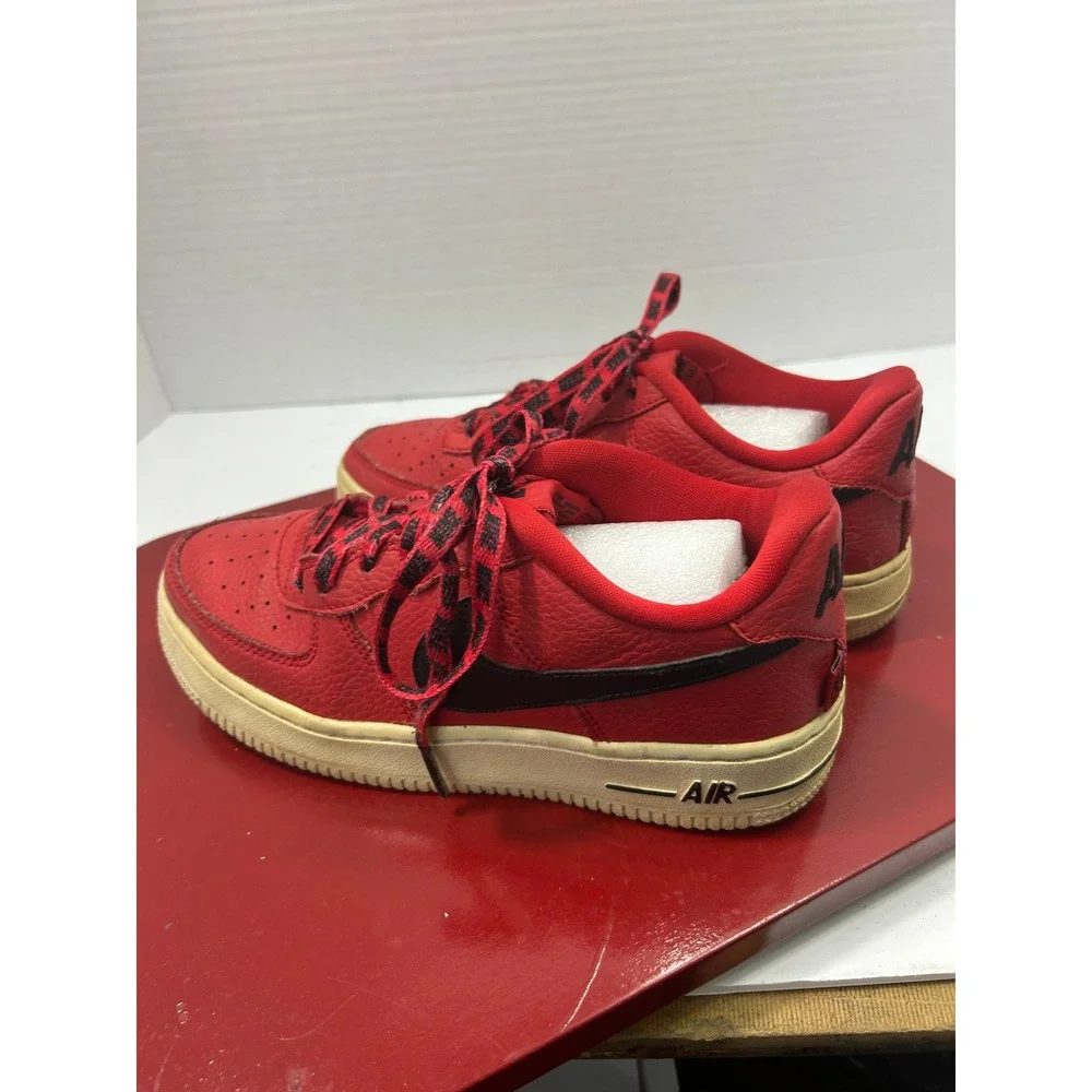 Nike Tumbled Leather Air Force 1 Low 4.5Y Red NBA Pack Streetwear Sporty Retro